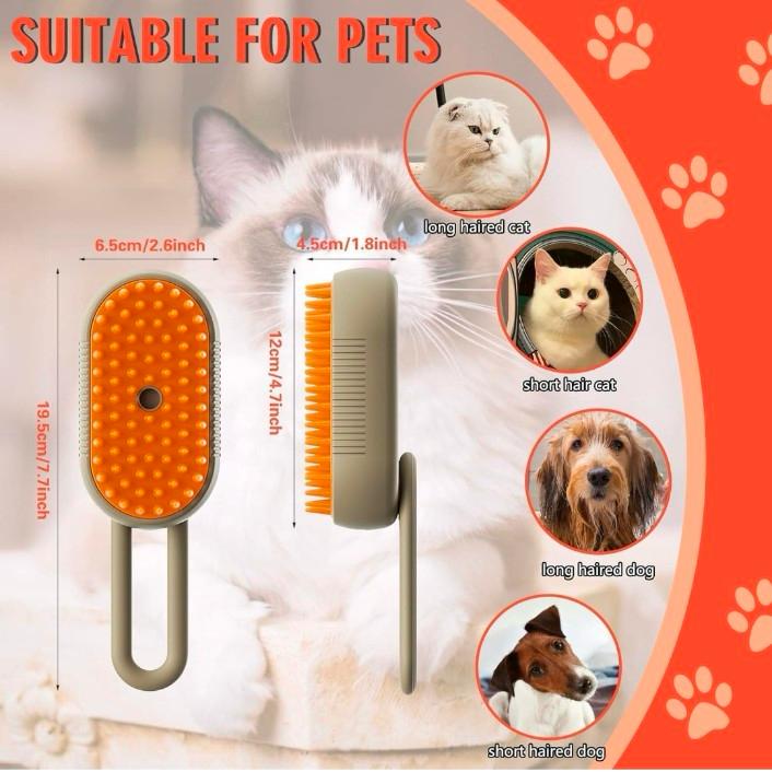3-in-1 Electric Steam Grooming Brush for Cats & Dogs
