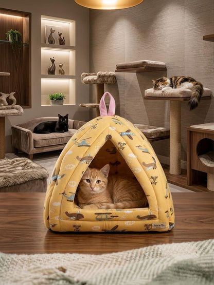 PawzzelTV™ Cozy Hut – Premium Soft Pet House for Cats & Small Dogs