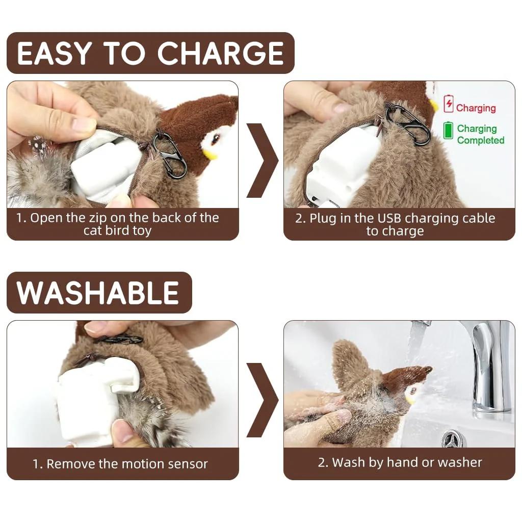 3 Mode Flapping Wings Bird Cat Toy