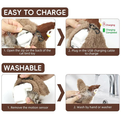 3 Mode Flapping Wings Bird Cat Toy