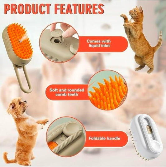 3-in-1 Electric Steam Grooming Brush for Cats & Dogs